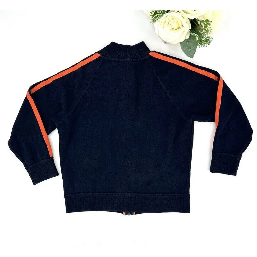 Gap Boys Fleece Varsity Jacket Size Small 6/7 Navy Orange Full Zip Pockets